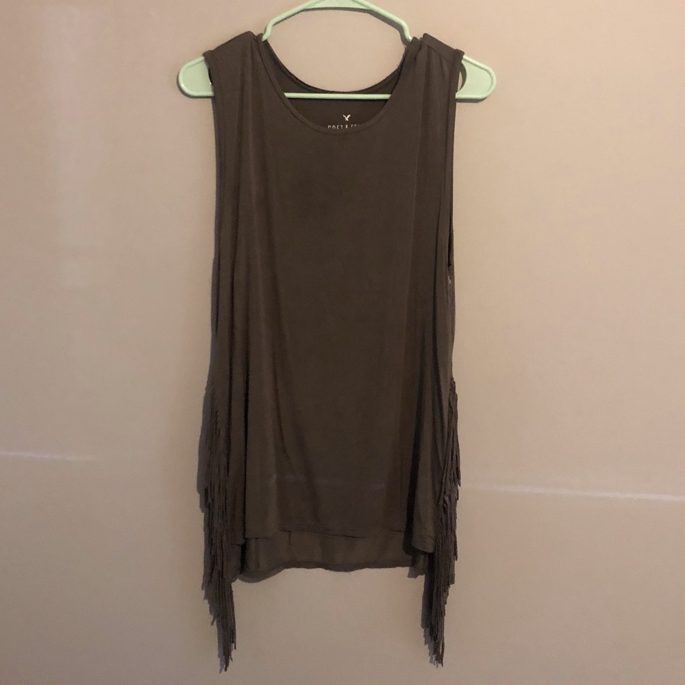 American Eagle SOFT AND SEXY FINGE TANK SZ M